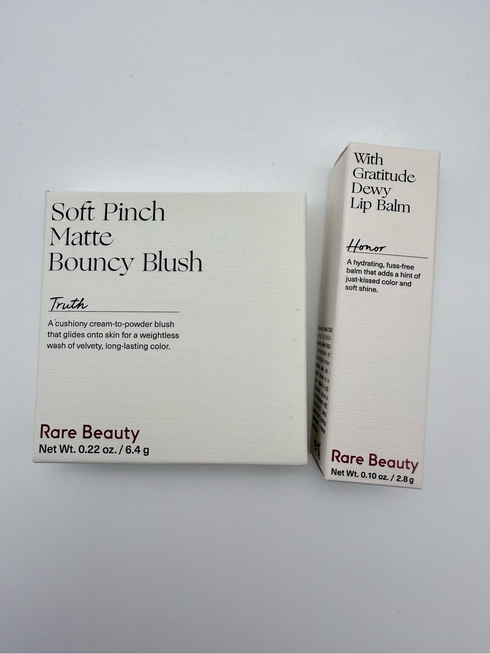 Rare Beauty Soft Bouncy Blush in TRUTH + With Gratitude Dewy Lip Balm in HONOR